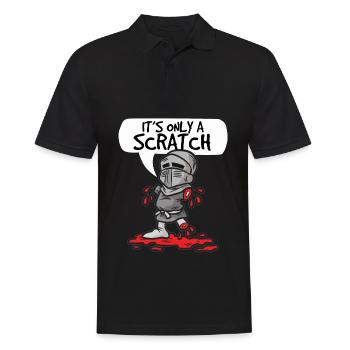 ITS ONLY A SCRATCH Ritter mit Fleischwunde Humor - Männer Poloshirt - Schwarz - Vorne - Kai (181cm)
