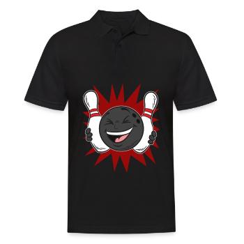 Boule de BOWLING riant avec épingles Kegel Team - Polo Homme - noir - Devant - Kai (181cm)