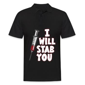 Je vais vous poignarder seringue médical infirmière humour - Polo Homme - noir - Devant - Kai (181cm)