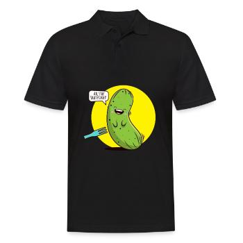 STOP THAT PICKLES Kitzelige Gurke Humor Spruch - Männer Poloshirt - Schwarz - Vorne - Kai (181cm)