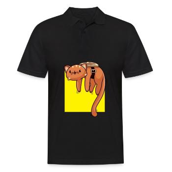 Perpetuum Mobile Cat Toast Humor Rotation Joke - Men's Polo Shirt - black - Front - Kai (181cm)