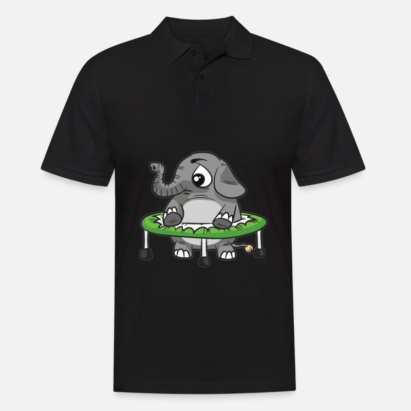 Dicker Elefant im Trampolin - Männer Poloshirt - Schwarz