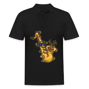 SMOOTH JAZZ SAXOPHONE saxophonist humor musician - Men's Polo Shirt - black - Front - Kai (181cm)