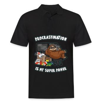 PROCRASTINATION Is My Super Power Faules Faultier - Männer Poloshirt - Schwarz - Vorne - Kai (181cm)