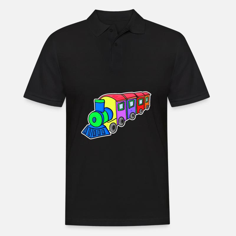 Eisenbahn Dampflok Kinder - Männer Poloshirt - Schwarz