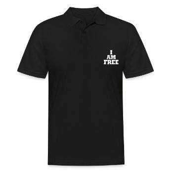 I am free - Männer Poloshirt - Schwarz - Vorne - Kai (181cm)