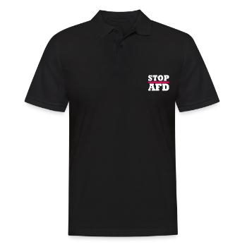 Stop afd - Männer Poloshirt - Schwarz - Vorne - Kai (181cm)