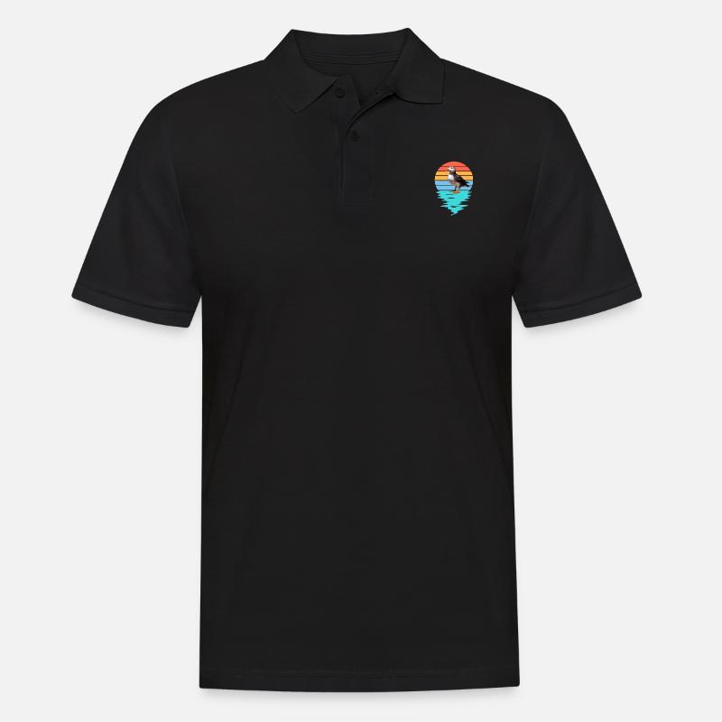 Macareux coupé dans la mer - Polo Homme - noir