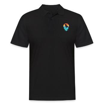 Cut Puffin Silhouette in Sea - Men's Polo Shirt - black - Front - Kai (181cm)