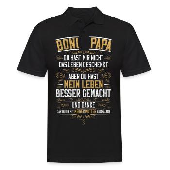 Bonus Papa Stiefvater Tochter Sohn Vatertag Spruch - Männer Poloshirt - Schwarz - Vorne - Kai (181cm)