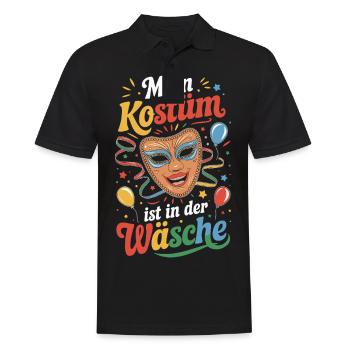 Mein Kostüm ist in der Wäsche Karneval Fasching - Männer Poloshirt - Schwarz - Vorne - Kai (181cm)