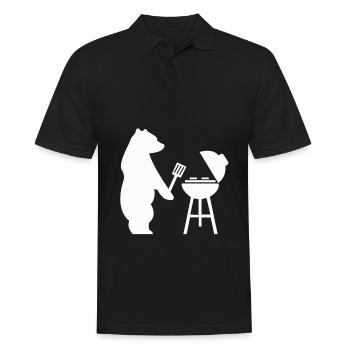 Bär Grill grillen Grillzange - Männer Poloshirt - Schwarz - Vorne - Kai (181cm)