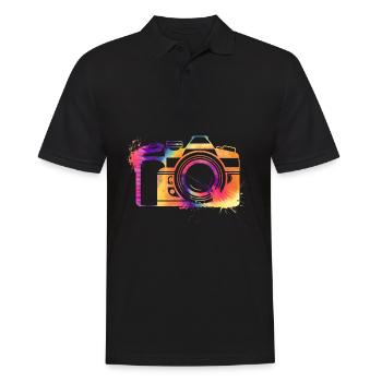 Fotograf Geschenk | Fotografie Kamera Motiv - Männer Poloshirt - Schwarz - Vorne - Kai (181cm)
