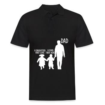 Papa fils fille père 2 enfants - Polo Homme - noir - Devant - Kai (181cm)