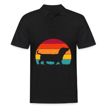 Dackel Dachshund Silhouette Retro Vintage Dackelli - Männer Poloshirt - Schwarz - Vorne - Kai (181cm)