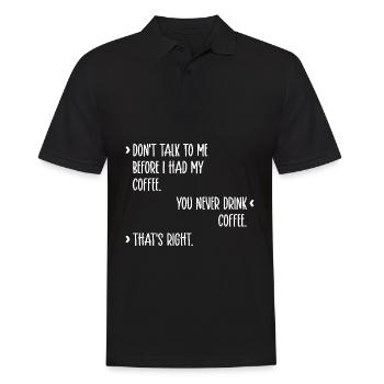 café dire blague drôle humour amateur de café - Polo Homme - noir - Devant - Kai (181cm)