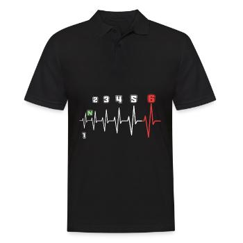 Battement de coeur moto 6 rapports commutation ECG cadeau - Polo Homme - noir - Devant - Kai (181cm)