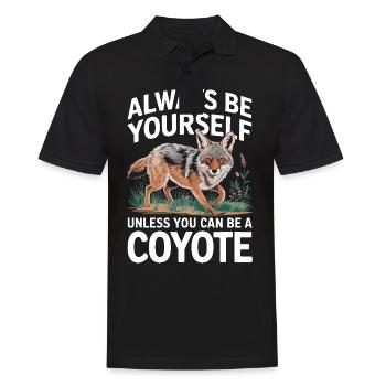 Kojote Tier Lustig - Männer Poloshirt - Schwarz - Vorne - Kai (181cm)
