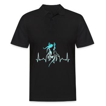 Pferd Herzschlag reiten - Männer Poloshirt - Schwarz - Vorne - Kai (181cm)
