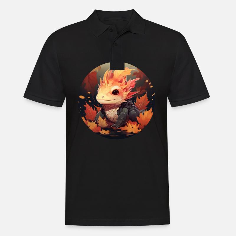 Axolotl im Herbstlaub - Männer Poloshirt - Schwarz