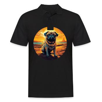 Pug in the desert at sunset - Men's Polo Shirt - black - Front - Kai (181cm)