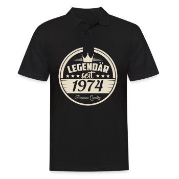 Legendär seit 1974 - Männer Poloshirt - Schwarz - Vorne - Kai (181cm)
