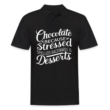 Schokolade Desserts Stress lustig Nachtisch Zitat - Männer Poloshirt - Schwarz - Vorne - Kai (181cm)