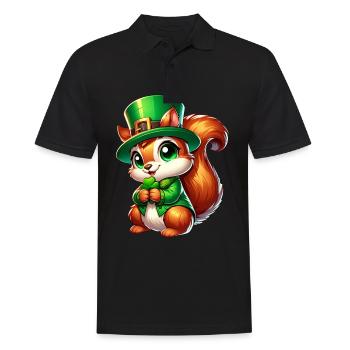 St. Patrick's Day Süßes Eichhörnchen Comic Design - Männer Poloshirt - Schwarz - Vorne - Kai (181cm)