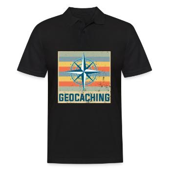 geocaching - Männer Poloshirt - Schwarz - Vorne - Kai (181cm)