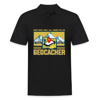 geocaching - Männer Poloshirt - Schwarz - Vorne - Kai (181cm)
