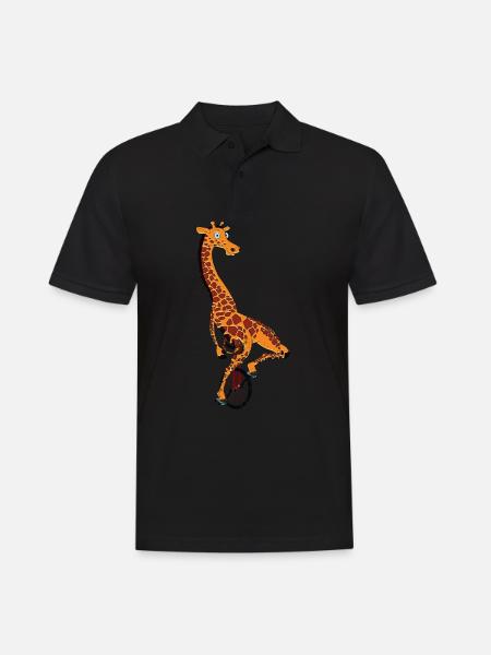 Einrad, Einrad Giraffe - Männer Poloshirt - Schwarz