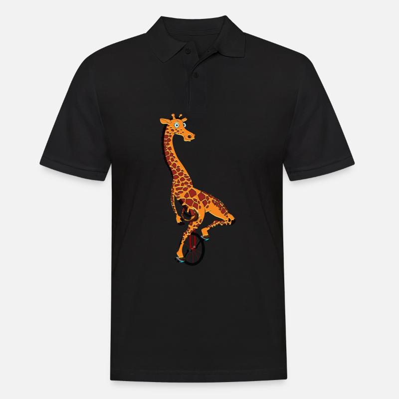 Einrad, Einrad Giraffe - Männer Poloshirt - Schwarz