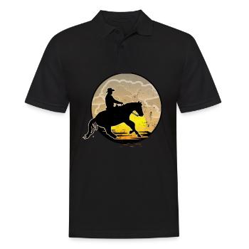 Westernreiten - Männer Poloshirt - Schwarz - Vorne - Kai (181cm)