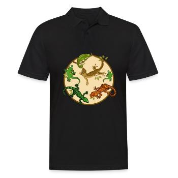 Gecko Eidechse - Männer Poloshirt - Schwarz - Vorne - Kai (181cm)