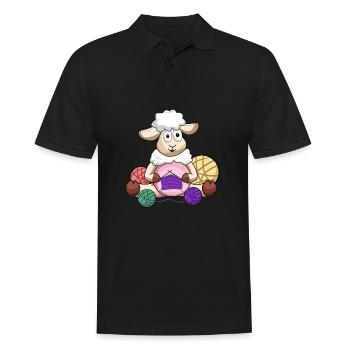 Crochet, crochet sheep, crochet sheep, yarn - Men's Polo Shirt - black - Front - Kai (181cm)