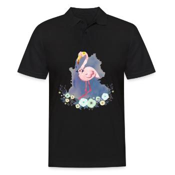Flamant rose, flamants roses, flamants roses - Polo Homme - noir - Devant - Kai (181cm)