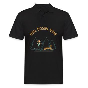 canicross, coureur de chiens de canicross, chien renifleur - Polo Homme - noir - Devant - Kai (181cm)