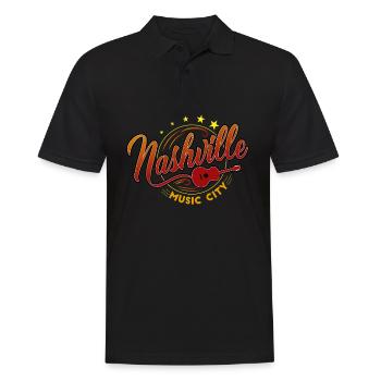 Nashville Musik, Nashville Musik Country Musik - Männer Poloshirt - Schwarz - Vorne - Kai (181cm)