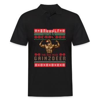 Christmas Gym, Christmas Gym Gainzdeer, - Männer Poloshirt - Schwarz - Vorne - Kai (181cm)