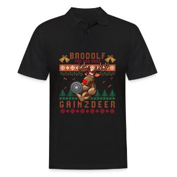 Christmas Gym, Christmas Gym ugly gym, Gainzdeer - Männer Poloshirt - Schwarz - Vorne - Kai (181cm)