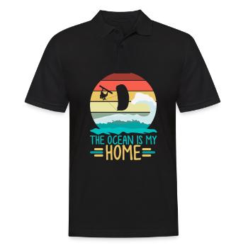 Kitesurfing, Kitesurfing Kitesurfen, Meer, - Männer Poloshirt - Schwarz - Vorne - Kai (181cm)