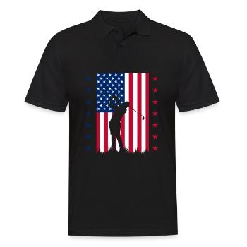 4 juillet, 4 juillet golf, golf américain, USA - Polo Homme - noir - Devant - Kai (181cm)