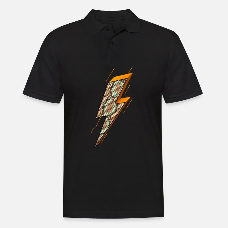 Blitz, Blitz Bolzen, Gewitter, - Männer Poloshirt - Schwarz