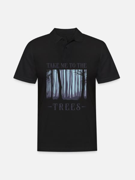 Tree, Tree Forest, Nature, - Men's Polo Shirt - black