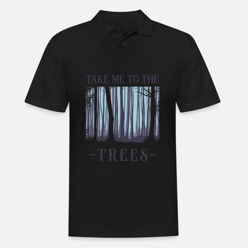 Tree, Tree Forest, Nature, - Men's Polo Shirt - black