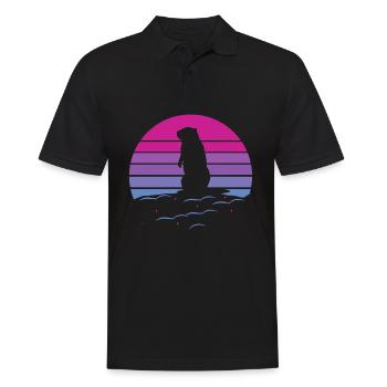 marmot, marmot animal, rodent, - Männer Poloshirt - Schwarz - Vorne - Kai (181cm)