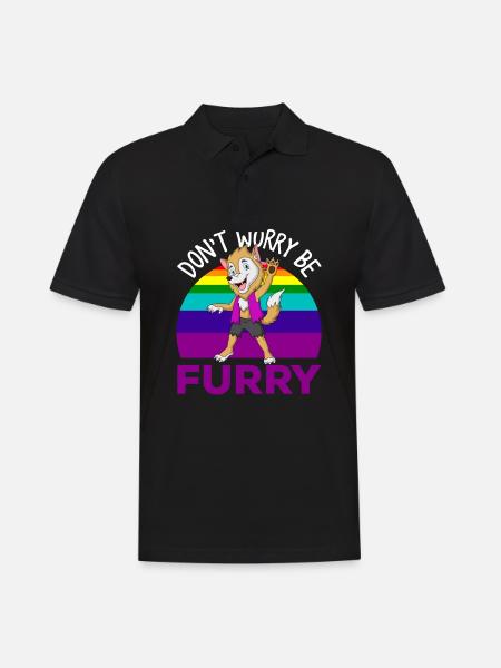 Furry, Furry furry animals, dog, - Men's Polo Shirt - black