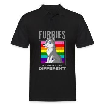 Furry, Furry Wolf, Cosplay, - Men's Polo Shirt - black - Front - Kai (181cm)