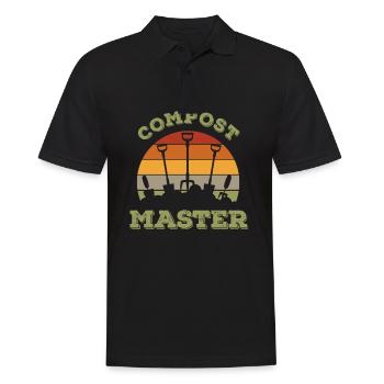 Bio Gartenarbeit, Bio Gartenarbeit Wurm, grün, - Männer Poloshirt - Schwarz - Vorne - Kai (181cm)