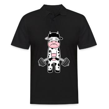 Bodybuilder Cow Fitness Motivation Cadeau - Polo Homme - noir - Devant - Kai (181cm)